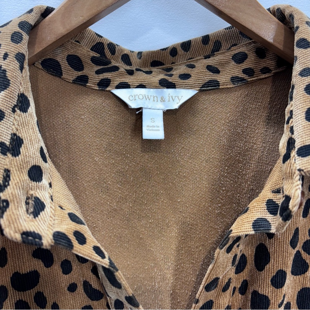 Animal Print Tiered Maxi Dress Corduroy Dress Puff Sleeves Small - Picture 5 of 13
